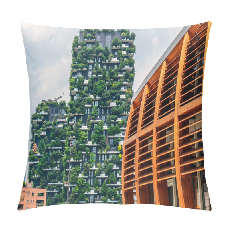 Personality  Bosco Verticale And Wood Building From Porta Nuova. Gae Aulenti Square, Financial District At Porta Garibaldi. Pillow Covers