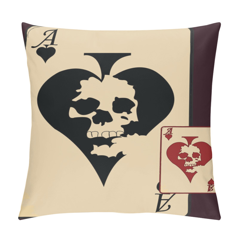 Personality  The Ace Card With Abstract Heart Skull Pillow Covers