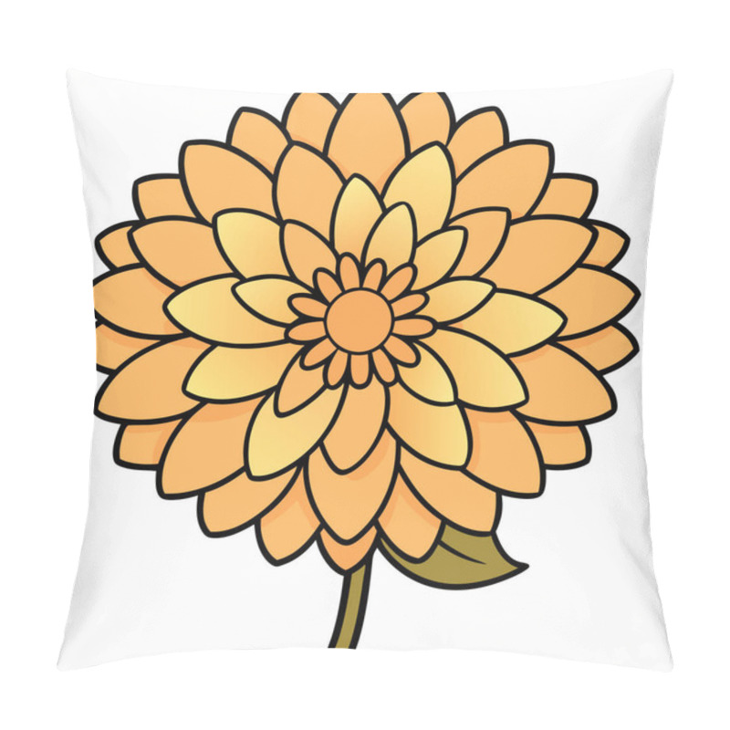 Personality  Chrysanthemum Flat Vector Botanical Illustration. Pillow Covers