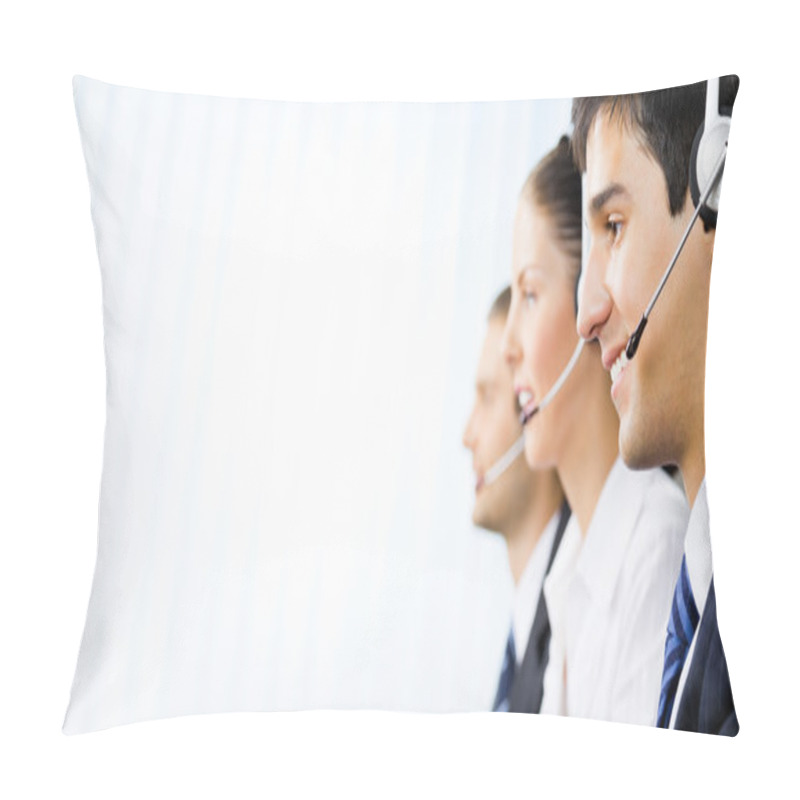 Personality  Three Customer Support Phone Operators At Office Pillow Covers