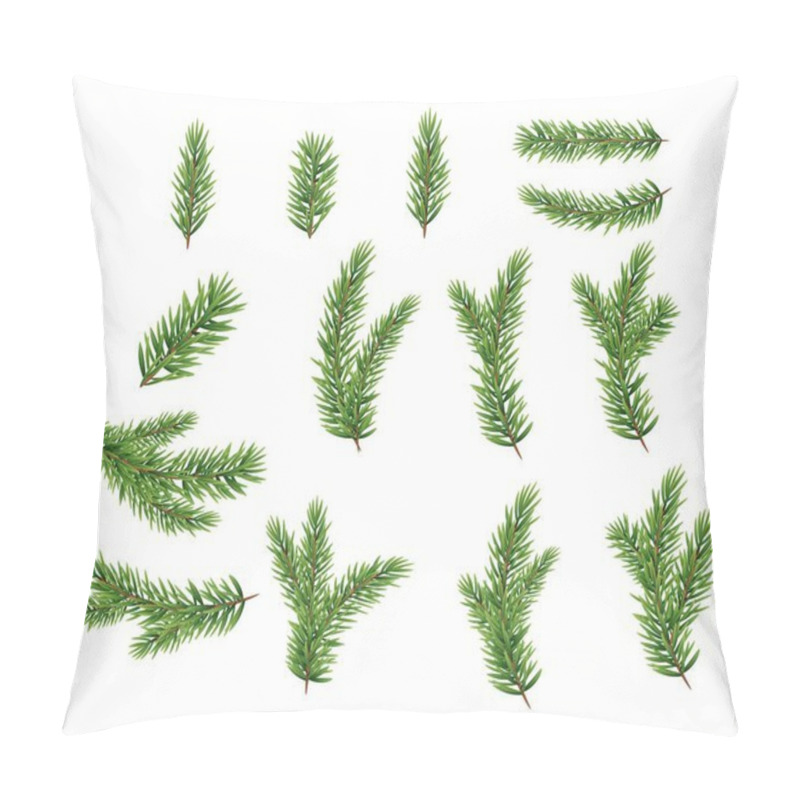 Personality  Collection Set Of Realistic Fir Branches For Christmas Tree, Pine. Vector Illustration Pillow Covers