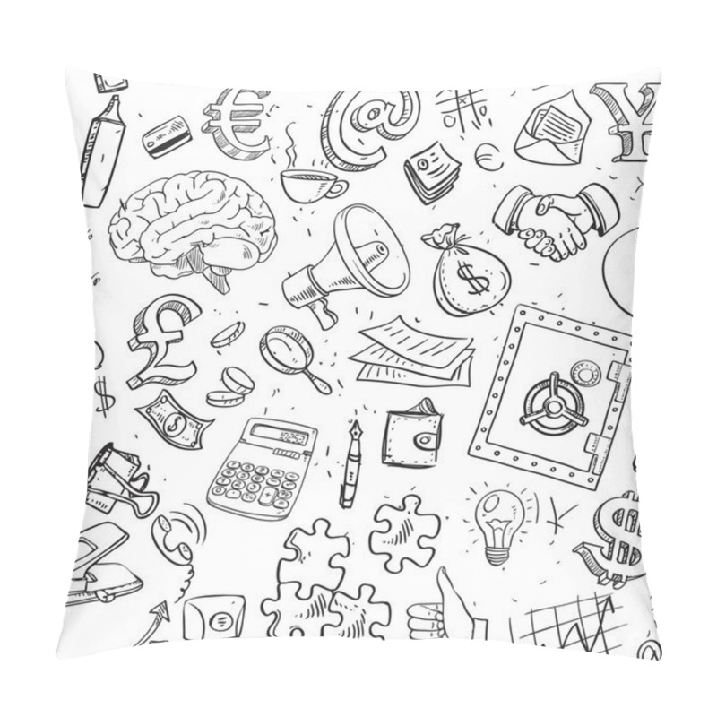 Personality  Seamless Pattern Of Doodles On Business And Money Theme Pillow Covers