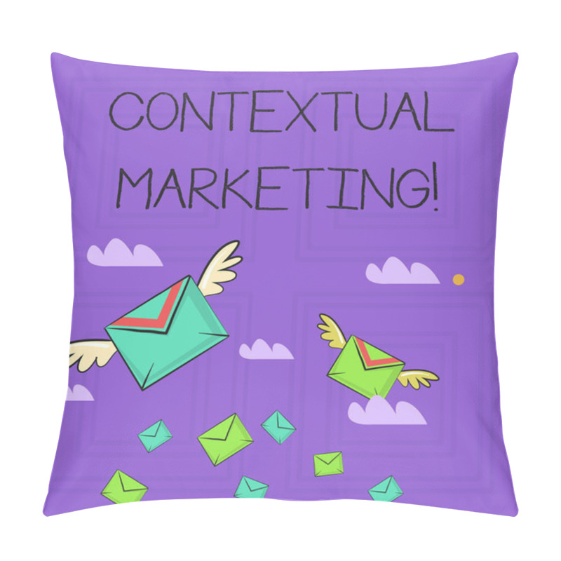 Personality  Writing Note Showing Contextual Marketing. Business Photo Showcasing Online And Mobile Marketing Behavioural Targeting Colorful Airmail Letter Envelopes And Two Of Them With Wings. Pillow Covers