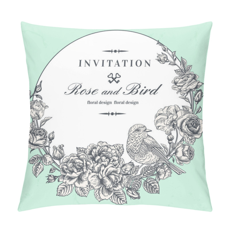 Personality  Frame With Roses And Birds Pillow Covers