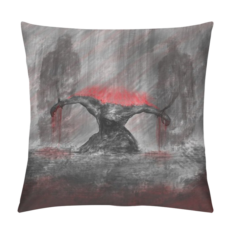 Personality  Prison, Dark Horror Illustration, Prisoner Character Pillow Covers