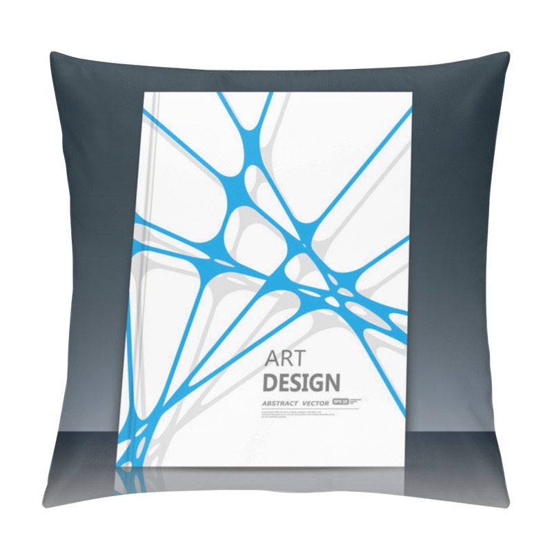 Personality  Abstract Composition. Blue Lines Font Texture. Interlocking Section Trademark Construction. White A4 Brochure Title Sheet. Creative Figure Logo Icon. Commercial Offer Banner Form. Ad Flyer Fiber. Pillow Covers