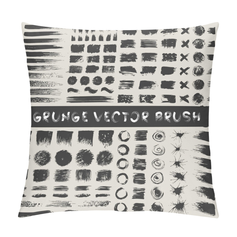 Personality  Grunge Stripes Mega Set. Black Labels, Paint Texture. Brush Stro Pillow Covers