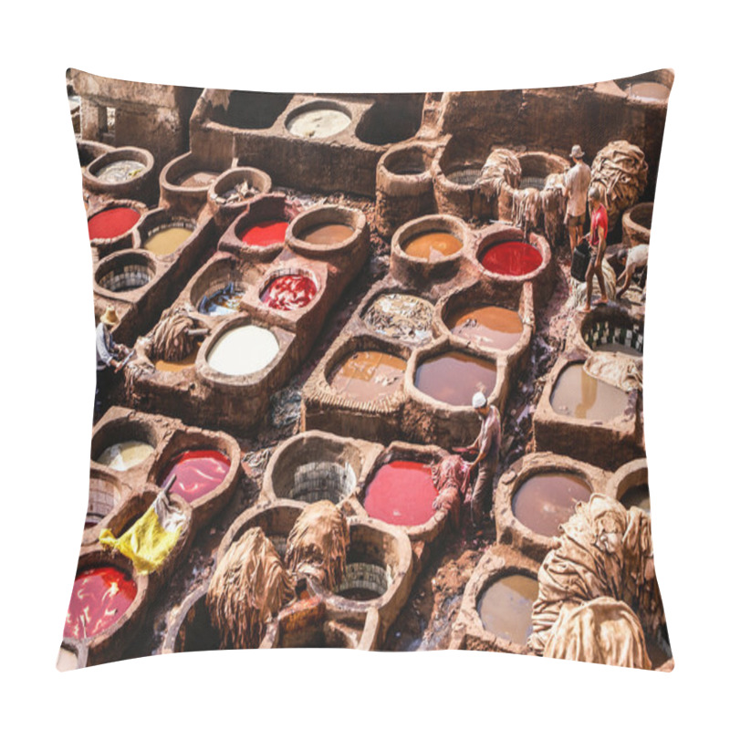 Personality  Tanneries Of Fes, Morocco, Africa Old Tanks Of The Fez's Tanneri Pillow Covers