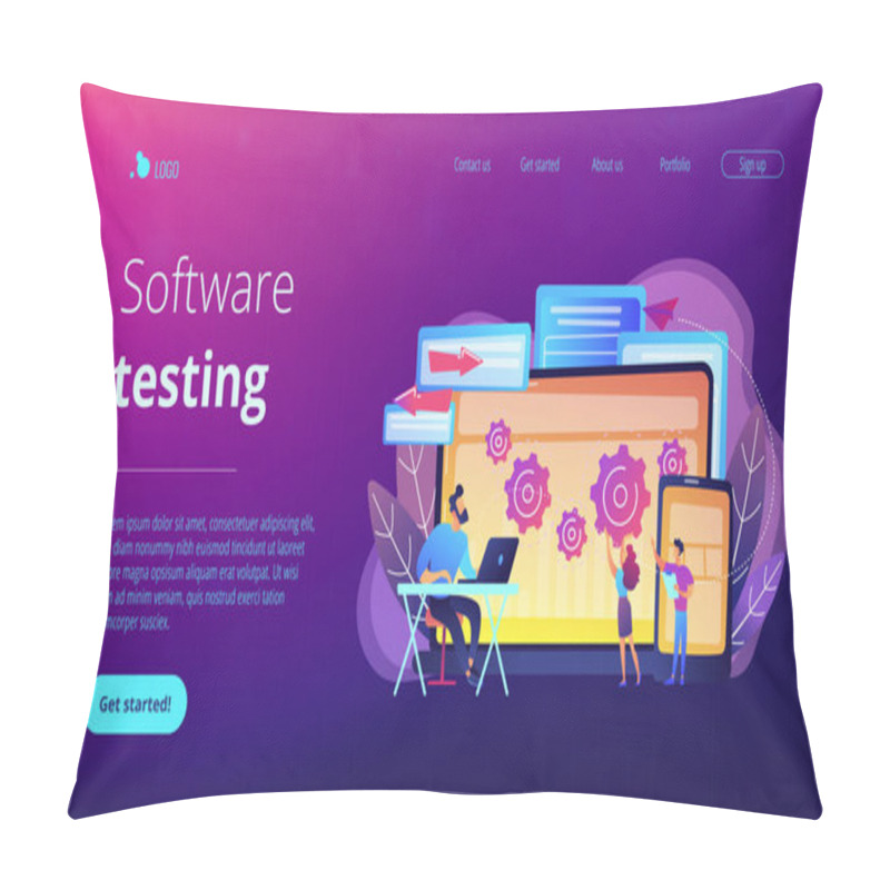 Personality  Cross Platform Bug Founding Concept Landing Page. Pillow Covers