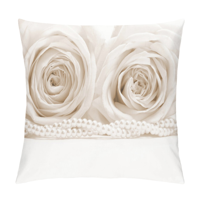 Personality  Beautiful White Roses Toned In Sepia As Wedding Background Pillow Covers