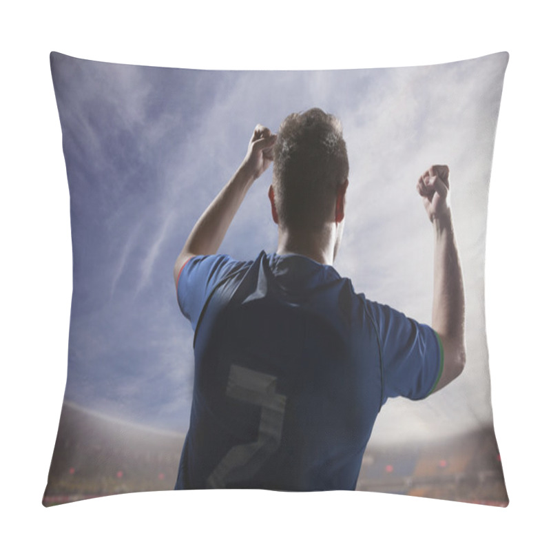 Personality  Soccer Player With Arms Raised Cheering Pillow Covers