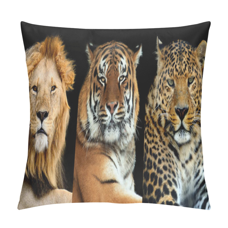 Personality  Three Big Wild Cats (leopard, Tiger, Lion) Pillow Covers