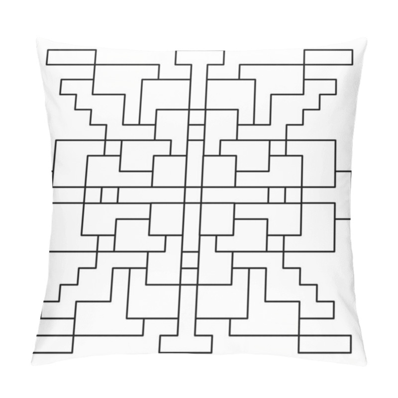 Personality  Inspired By Ethnic Art Detailed Black-and-White Geometric Tile With Interconnected Lines And Rectangular Shapes Pillow Covers