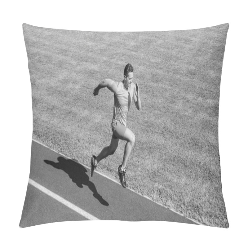 Personality  Run Into Shape. Running Challenge For Beginners. Athlete Run Track Grass Background. Sprinter Training At Stadium Track. Runner Captured In Midair. Short Distance Running Challenge. Boost Speed Pillow Covers