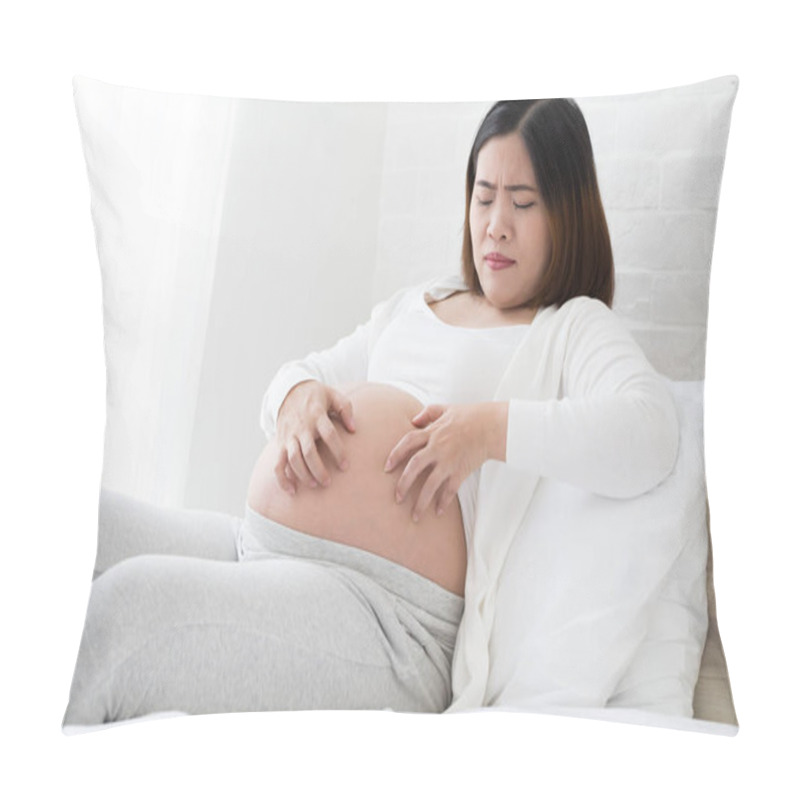 Personality  Southeast Asian Pregnant Women Itching Of The Skin Belly Which Causes Striped. Problems Of Pregnancy Women And Stretch Marks Or Striae Concept Pillow Covers