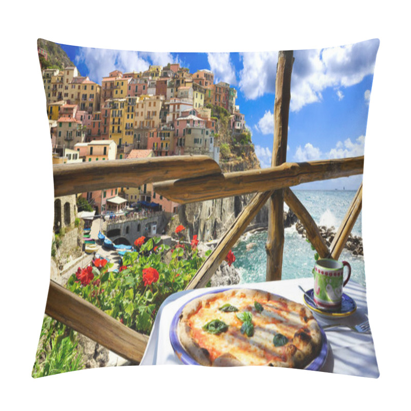 Personality  Pizzeria In Manarola, Cinque Terre National Park, Liguria, Italy Pillow Covers