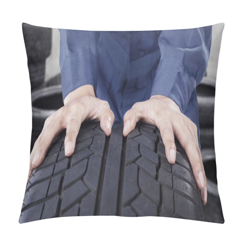 Personality  Mechanic Hands Pushing Tyre  Pillow Covers