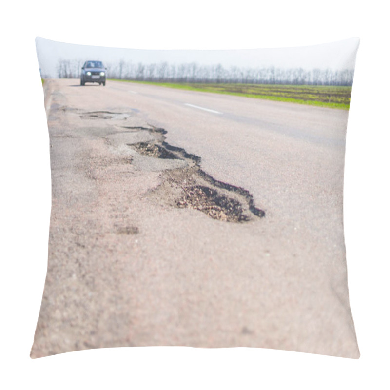 Personality  Large Deep Pothole An Example Of Poor Road Maintenance Due To Reducing Local Council Repair Budgets Pillow Covers