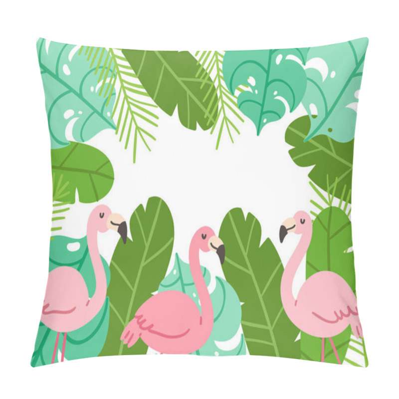 Personality  Tropical Flamingo Frame Background Pillow Covers