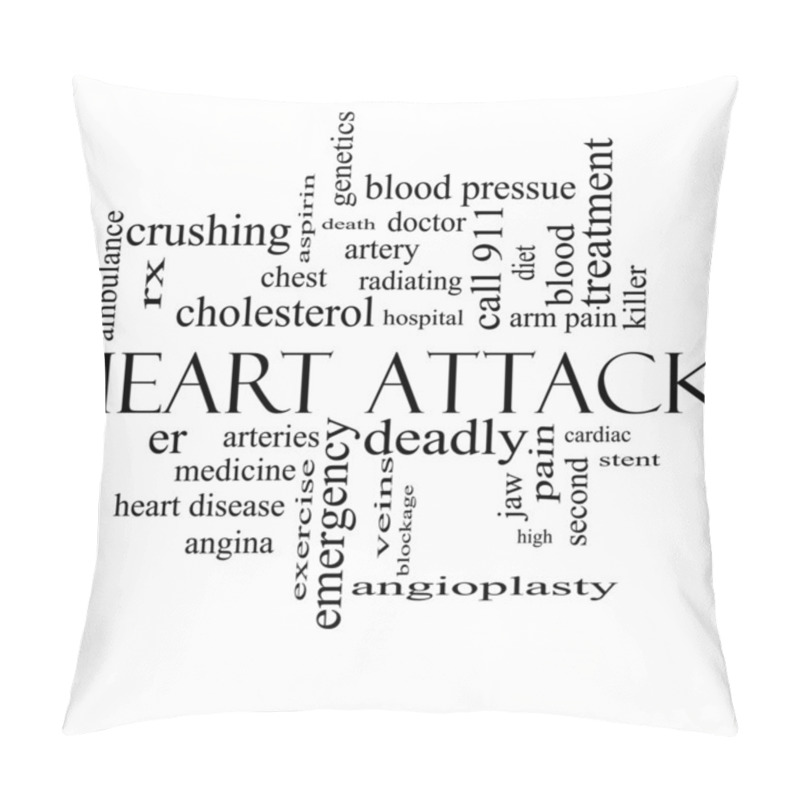 Personality  Heart Attack Word Cloud Concept In Black And White Pillow Covers