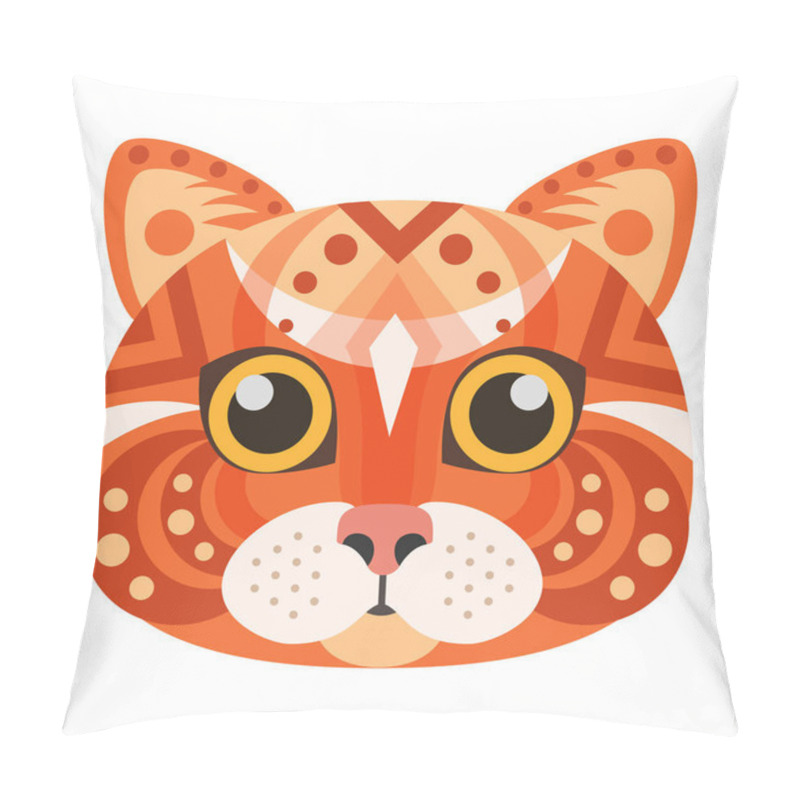 Personality  Red Cat Head Logo. Vector Decorative Emblem. Pillow Covers