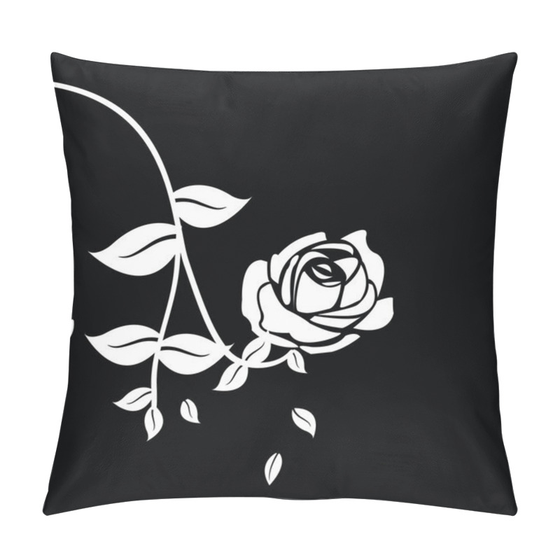 Personality  Black Silhouette Of Rose With Leaves Pillow Covers