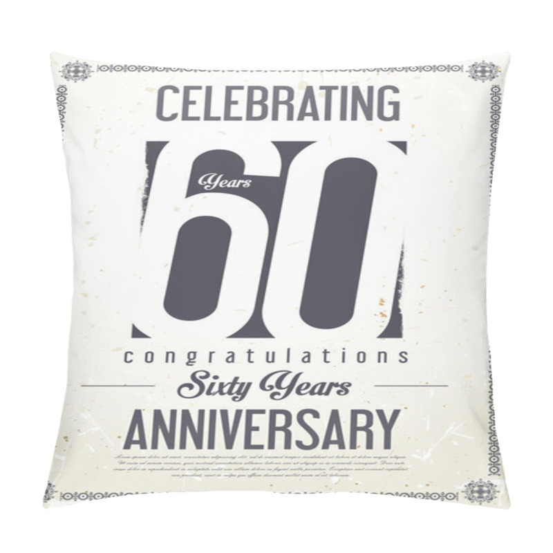 Personality  Anniversary Retro Background 60 Years Pillow Covers