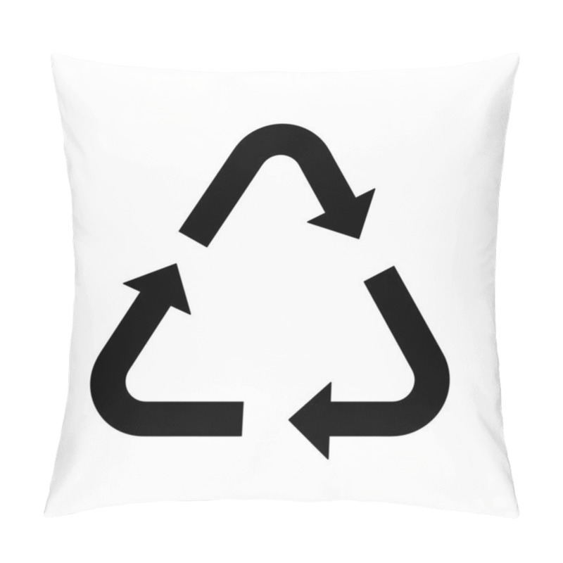 Personality  Recycling Symbol, Thin Arrows, Triangular Shape, Simple Black Fill Vector Element, Eco Sign, Reuse, Recycle Pillow Covers