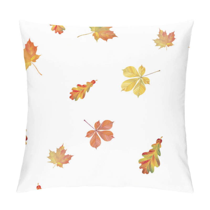 Personality  Seamless Pattern With Different Autumn Leaves. Oak, Chestnut And Maple Leaves Isolated On White Background. Vector Illustration Pillow Covers