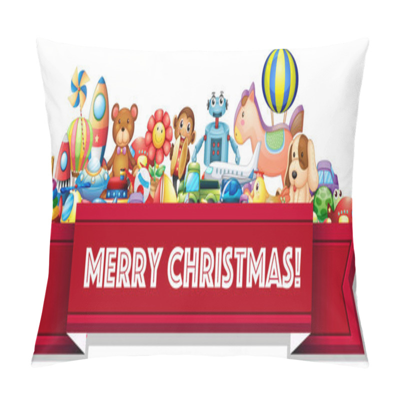 Personality  Merry Christmas Sign With Many Toys Pillow Covers