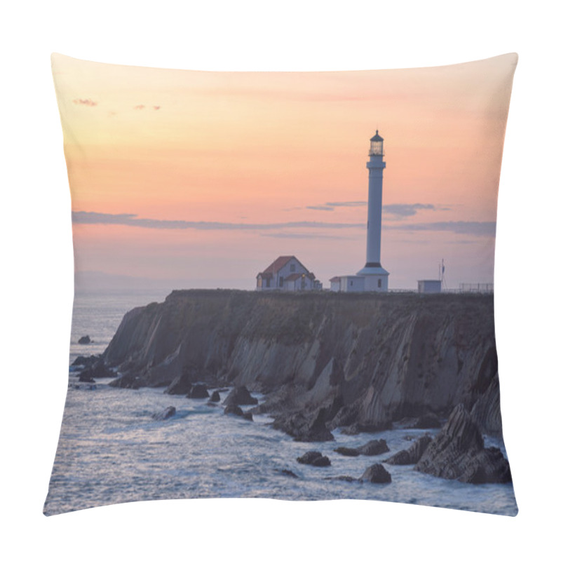 Personality  Seascape At Sunset. Lighthouse On The Coast Pillow Covers