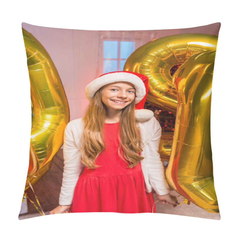 Personality  Teen Girl With New Year Balloons Pillow Covers