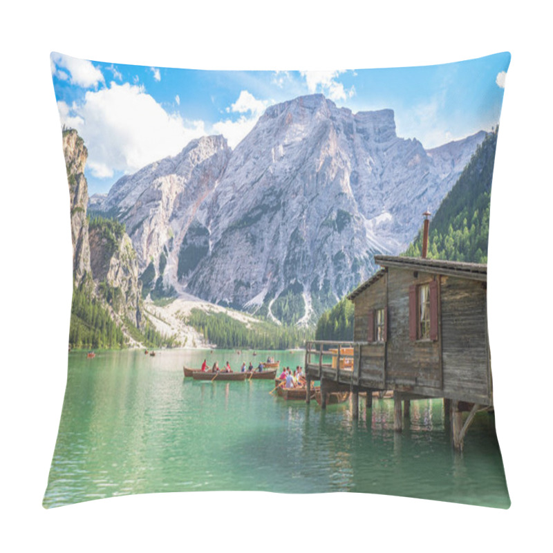 Personality  Lake Braies (also Known As Pragser Wildsee Or Lago Di Braies) In Dolomites Mountains, Sudtirol, Italy. Romantic Place With Typical Wooden Boats On The Alpine Lake. Hiking Travel And Adventure. Pillow Covers