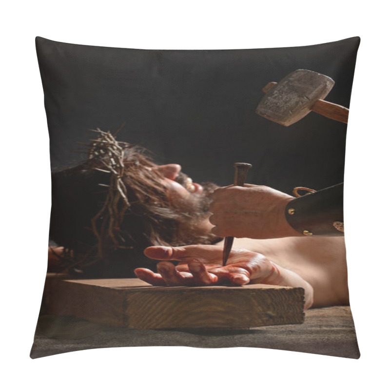 Personality  Jesus Being Nailed To The Cross Pillow Covers