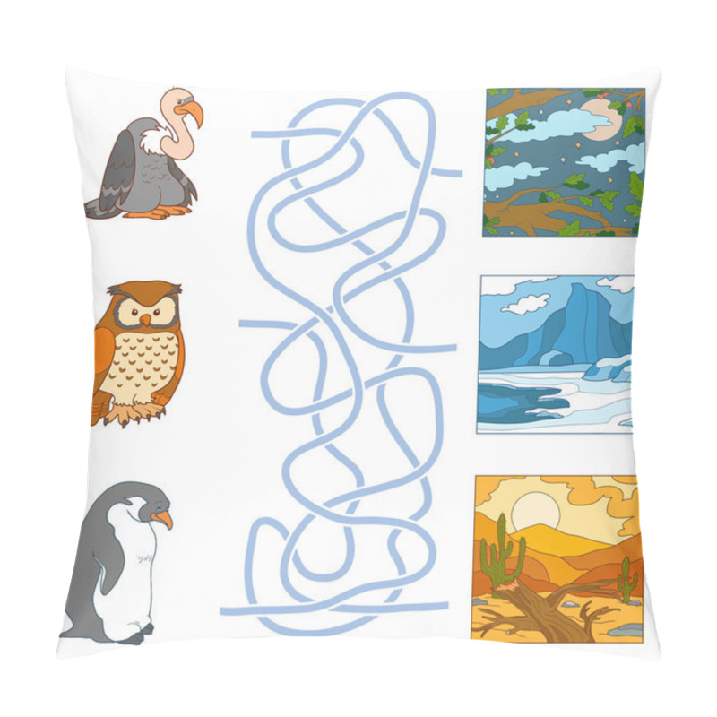 Personality  Maze Game (birds And Habitat) Pillow Covers