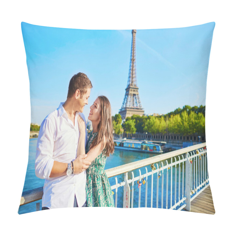 Personality  Young Romantic Couple Spending Their Vacation In Paris, France Pillow Covers