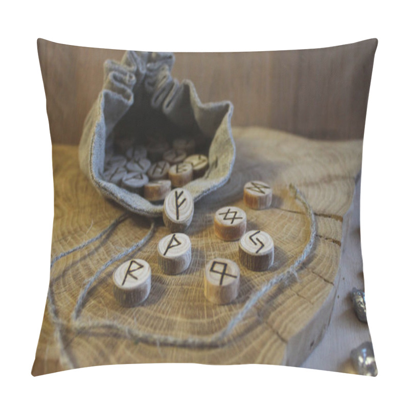 Personality  Scandinavian Wooden Handmade Runes Elder Futhark Pillow Covers