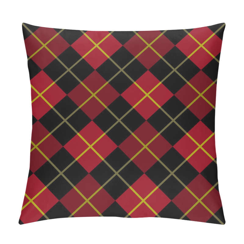 Personality  Argyle Pattern In Black And Red With A Yellow Stripe Pillow Covers