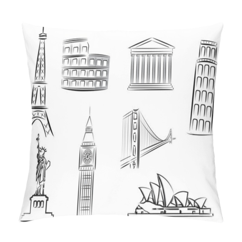 Personality  Landmark Vector Illustrations Pillow Covers