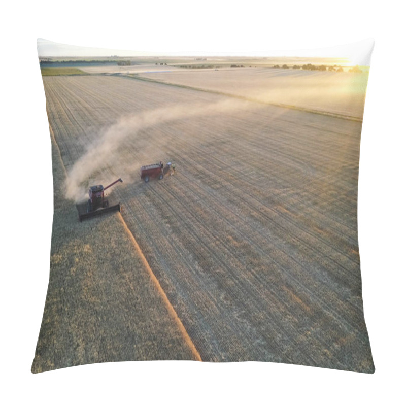 Personality  Barley Harvest Aerial View, In La Pampa, Argentina. Pillow Covers