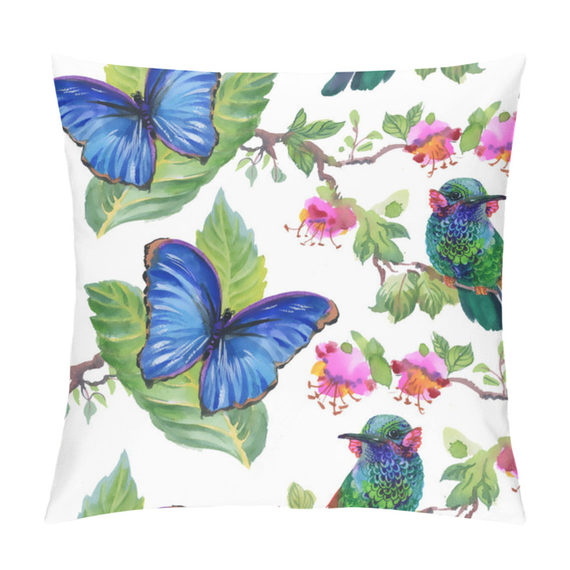 Personality  Meadow With Flowers And Birds And Butterflies Pillow Covers