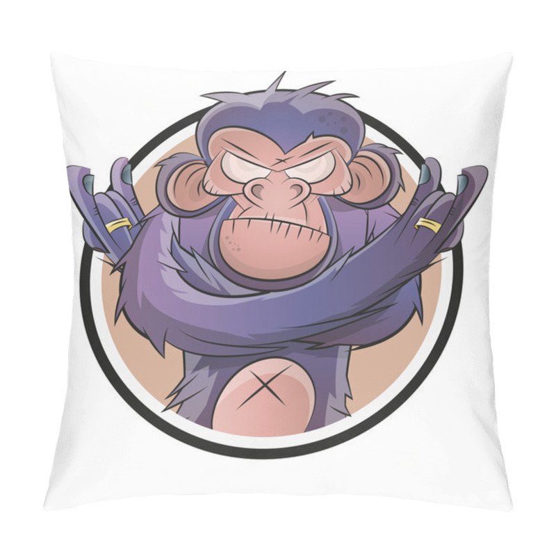 Personality  Angry Cartoon Chimp In A Badge Pillow Covers