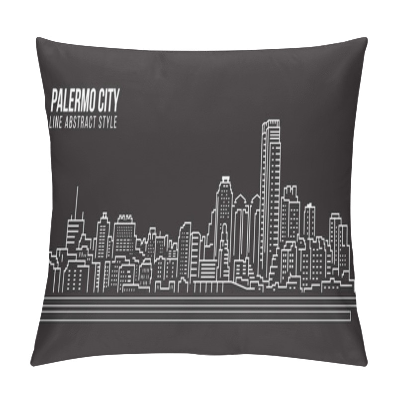 Personality  Cityscape Building Line Art Vector Illustration Design - Palermo City Pillow Covers