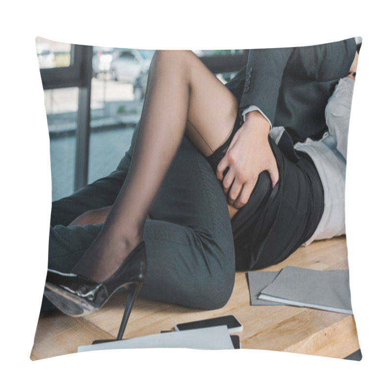 Personality  Partial View Of Passionate Businessman And Businesswoman At Workplace In Office Pillow Covers