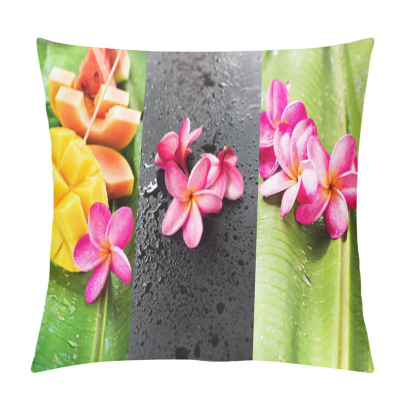 Personality  Exotic Fruits Wet Palm Leafs Decorated Frangipani Pillow Covers