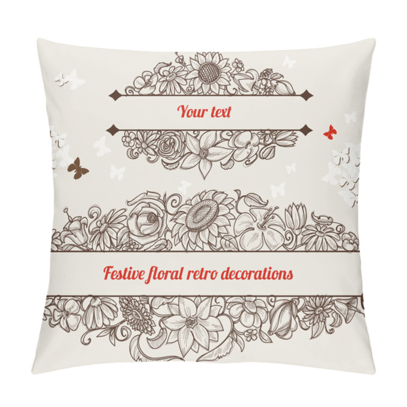 Personality  Festive Retro Floral Frames Pillow Covers