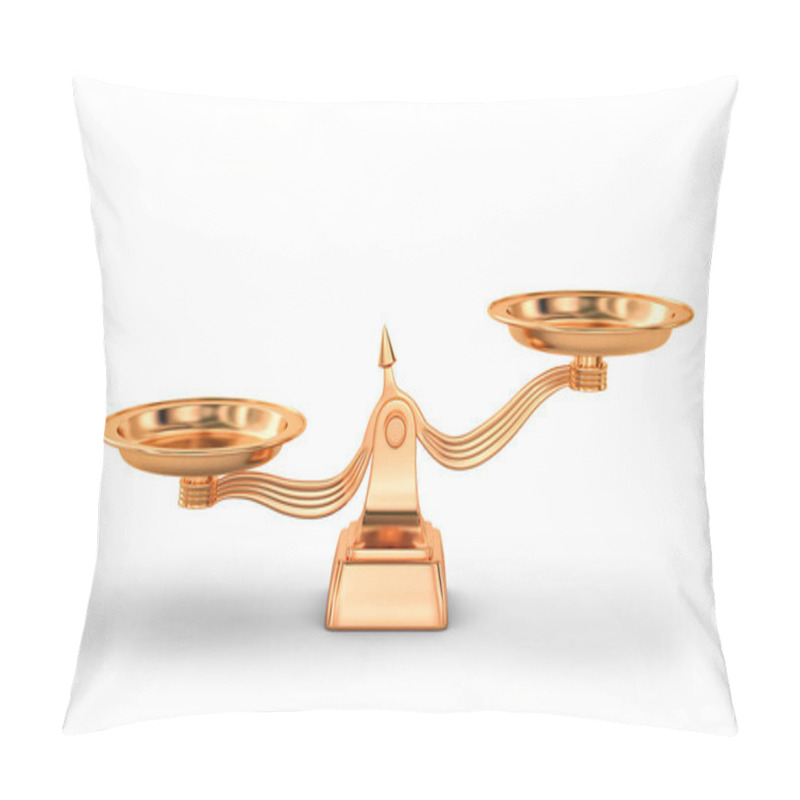 Personality  Copper Balance Scales Isolated On White Pillow Covers