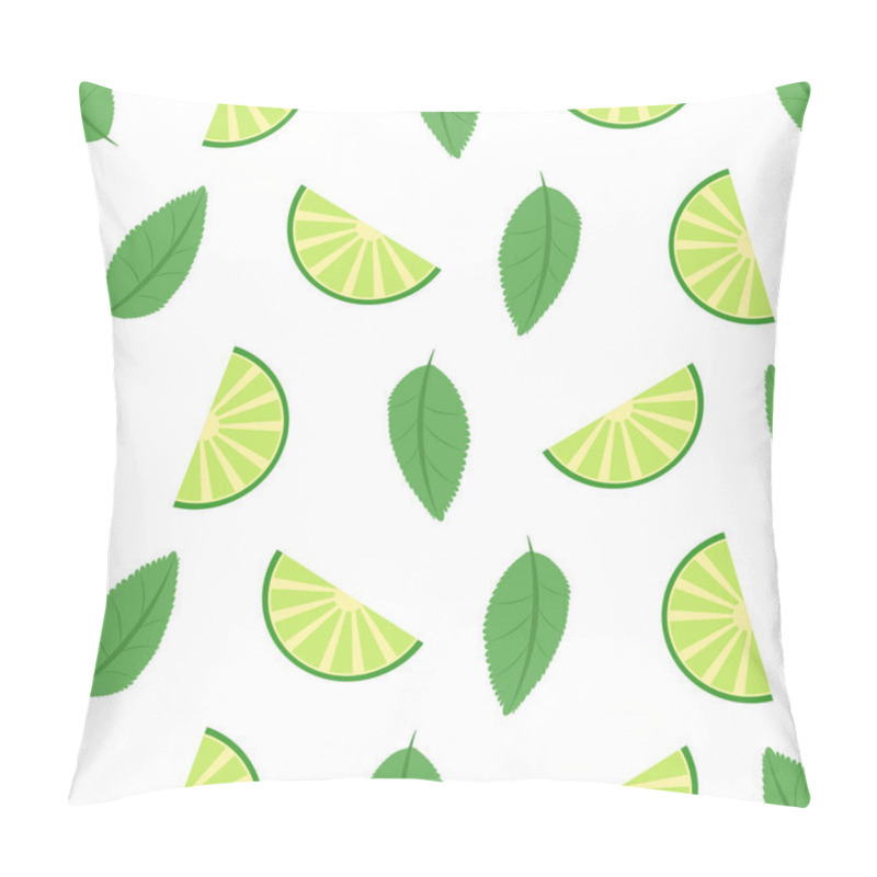 Personality  Lime Seamless Pattern With Juicy Limes On Tree Green Flat Vector. Cool Refreshing Summer Mojito, Mint Leaves And Lime. Floral Pattern. Lemon Fruits Background. Flowers, Leaves, Lemons. Pillow Covers