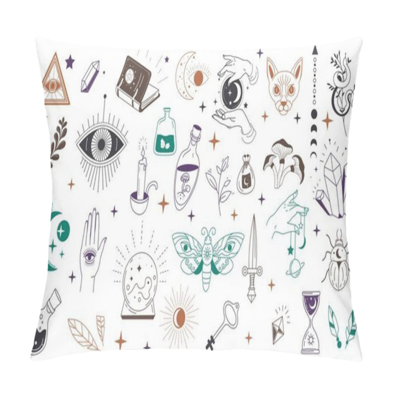 Personality  Mystic Symbols And Occult Wisdom Signs Vector Pillow Covers