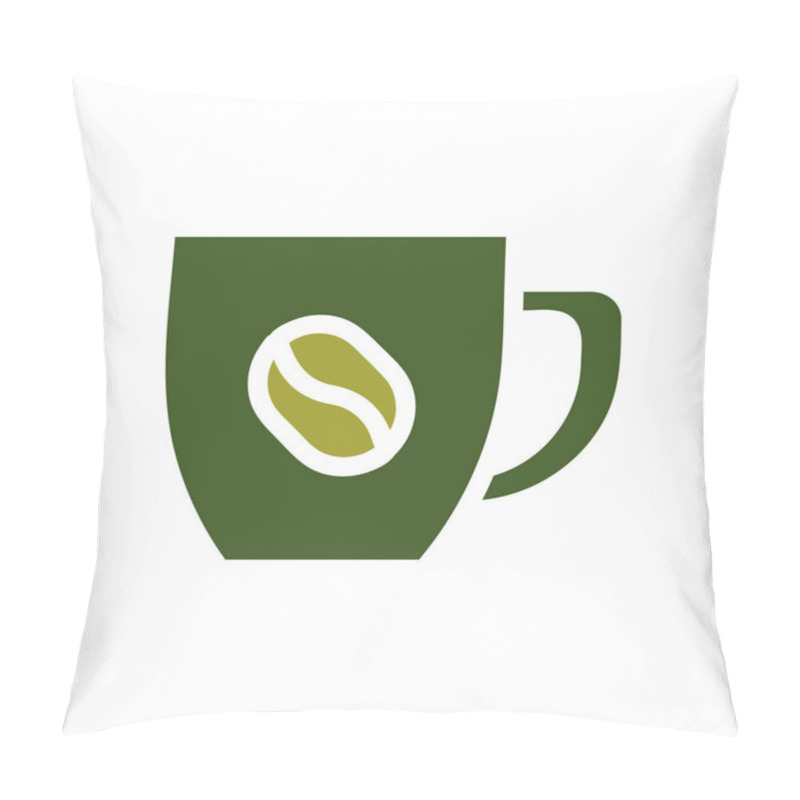 Personality  Green Coffee Cup Icon. Concept Of Coffee, Beverage, And Caffeine. Pillow Covers